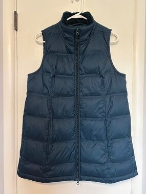 J. Jill Women's Zip-Front Down Puffer Vest with Sherpa-Lined Collar M Dark Teal